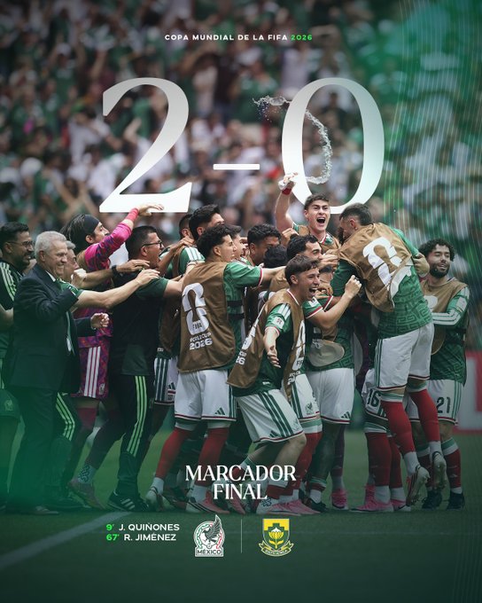 México debuta con triunfo 2-0 ante Sudáfrica