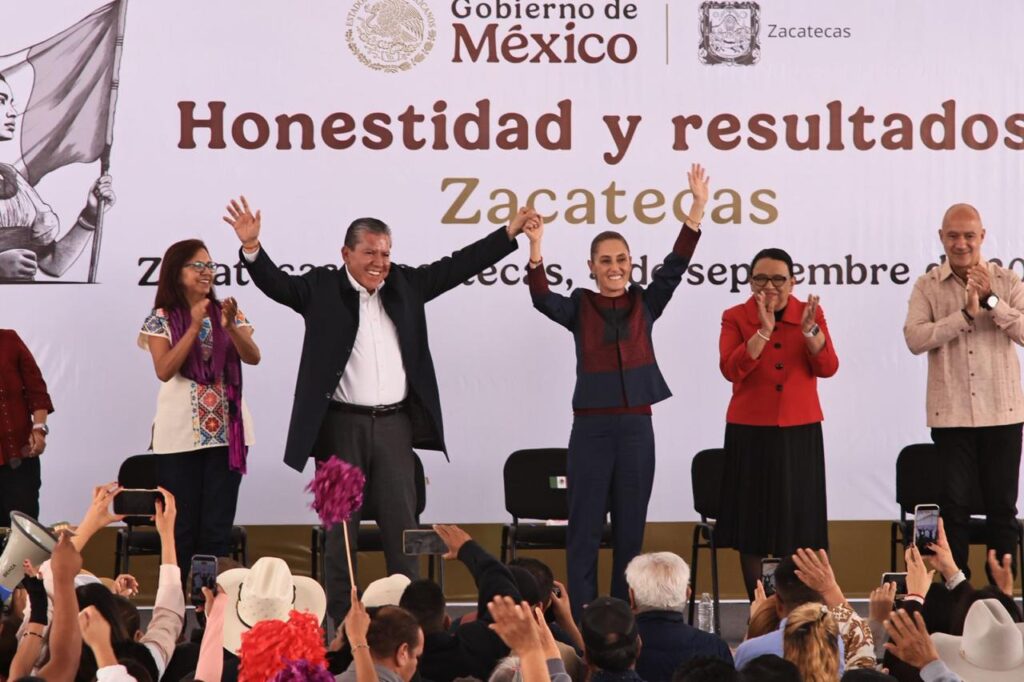 Sheinbaum y Monreal refrendan coordinación ante más de 15 mil asistentes en Zacatecas